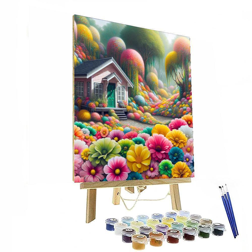 Cheerful Flower Bungalow - DIY Painting By Numbers Kit – Artistry Rack