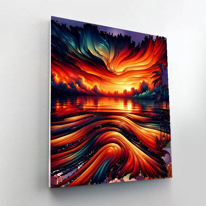 Fiery Sunset Ocean Numbered Painting Kits