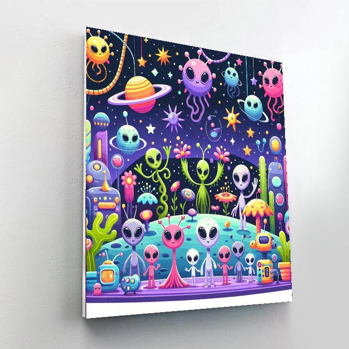 Adventurous Alien Friends Paint By Numbers Art