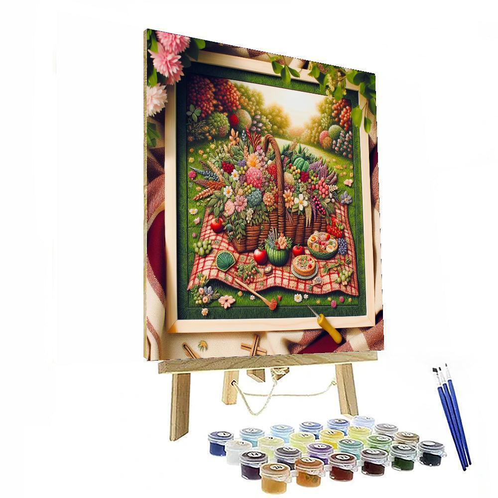 Colorful Garden Picnic Painting Number Kit