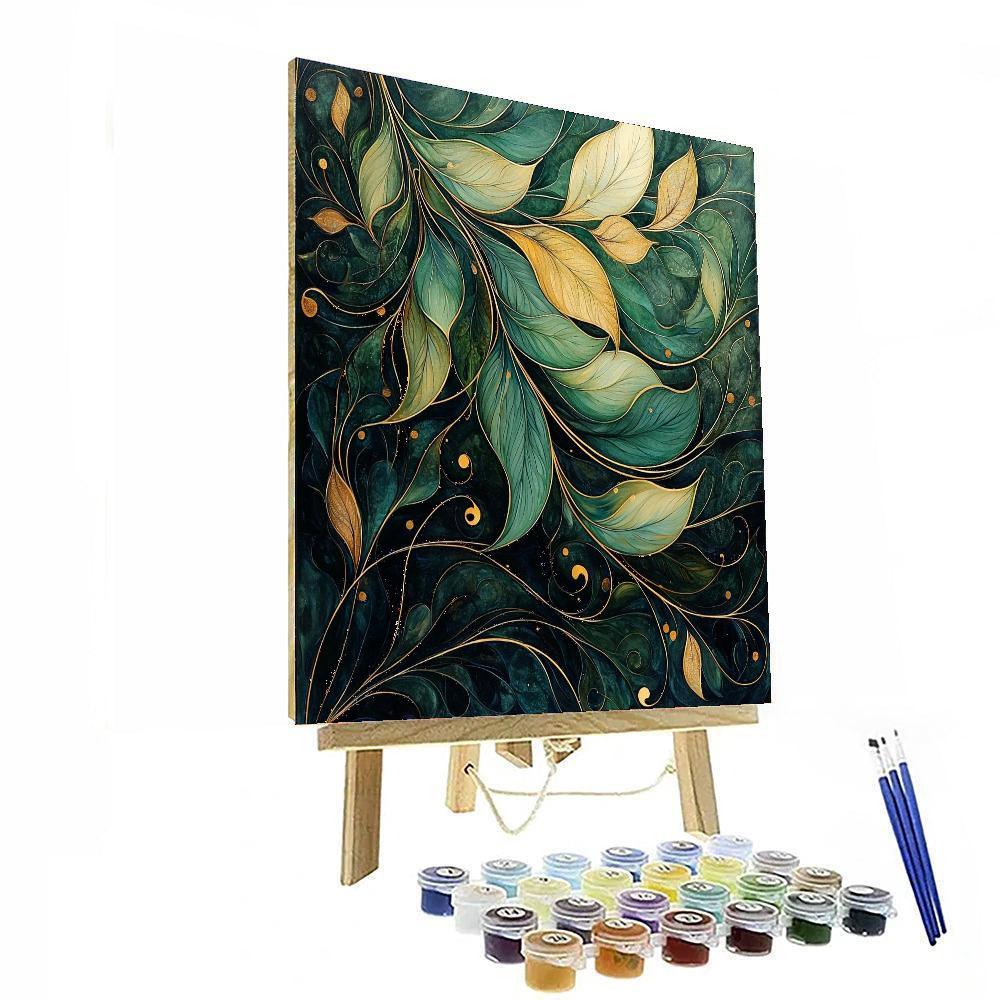 Alphonse Mucha Inspired Dance Of Leaves  Numbered Painting Kits