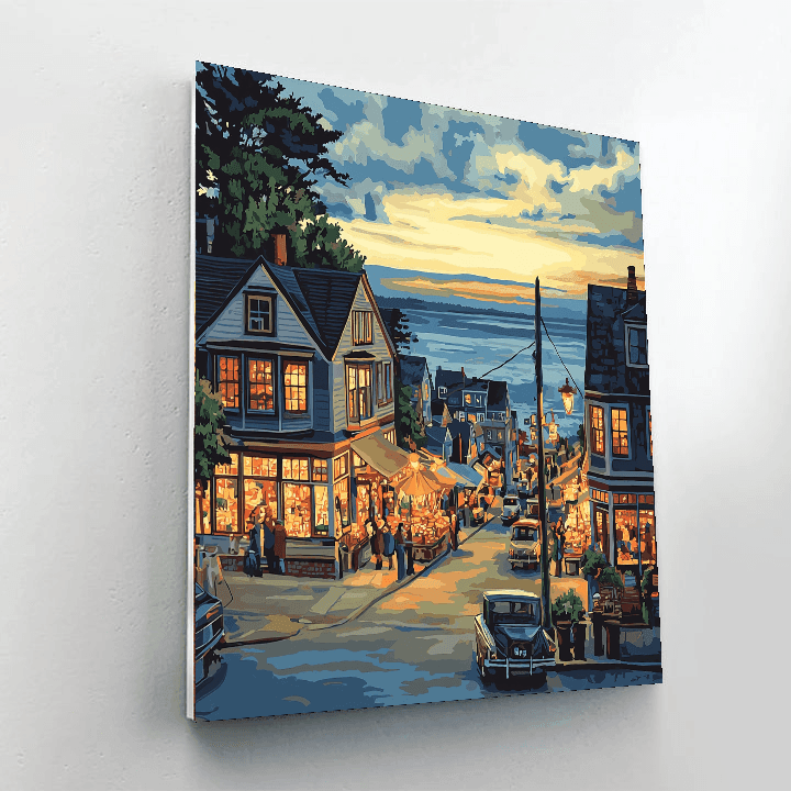 Edward Hopper Inspired Vintage Coastal Town Vibes  Paint By Numbers