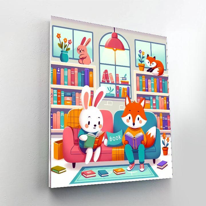 Cozy Animal Library Painting Number Kit