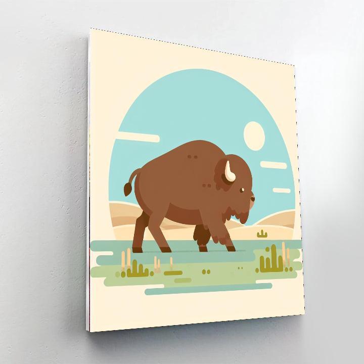 Blissful Bison Stroll Number Painting