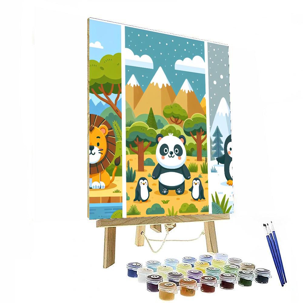 Cute Animal Kingdom Painting By Numbers Kit