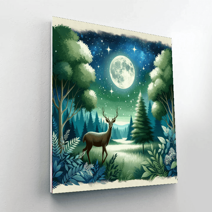 Moonlit Deer Glade Numbered Painting Kits