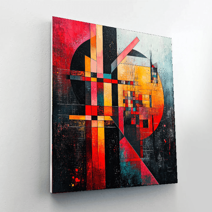 Wassily Kandinsky Inspired Urban Geometry In Red  Paint By Numbers Kits