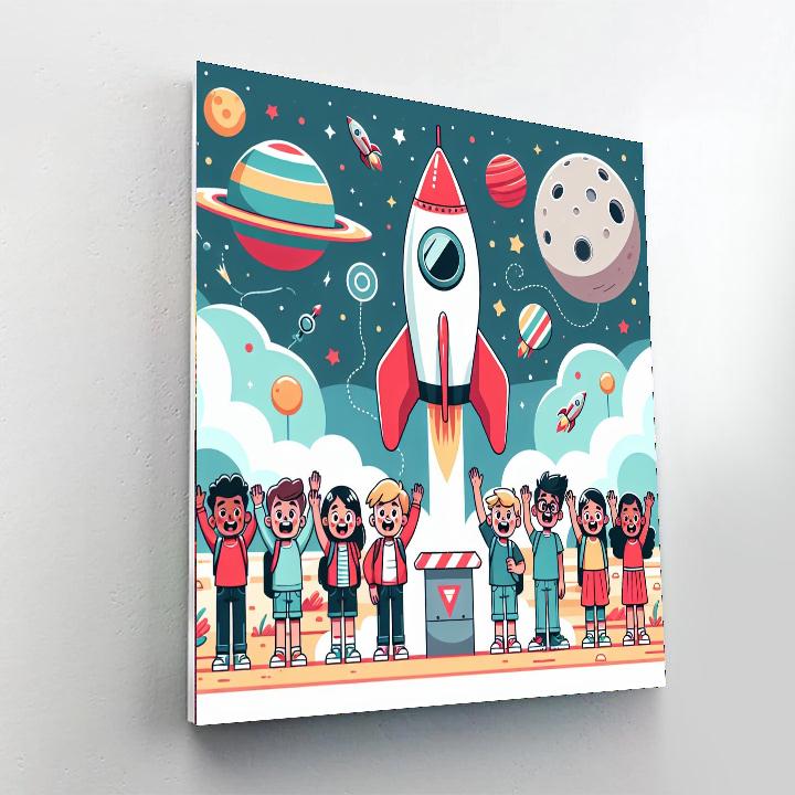Rocket Launch To Mars Paint By Numbers Art