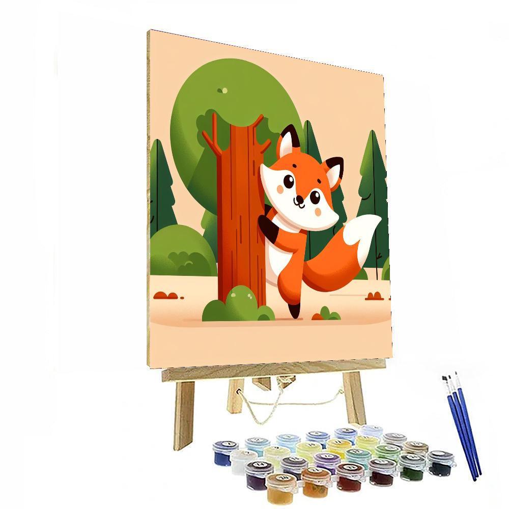 Playful Fox Family Paint By Color