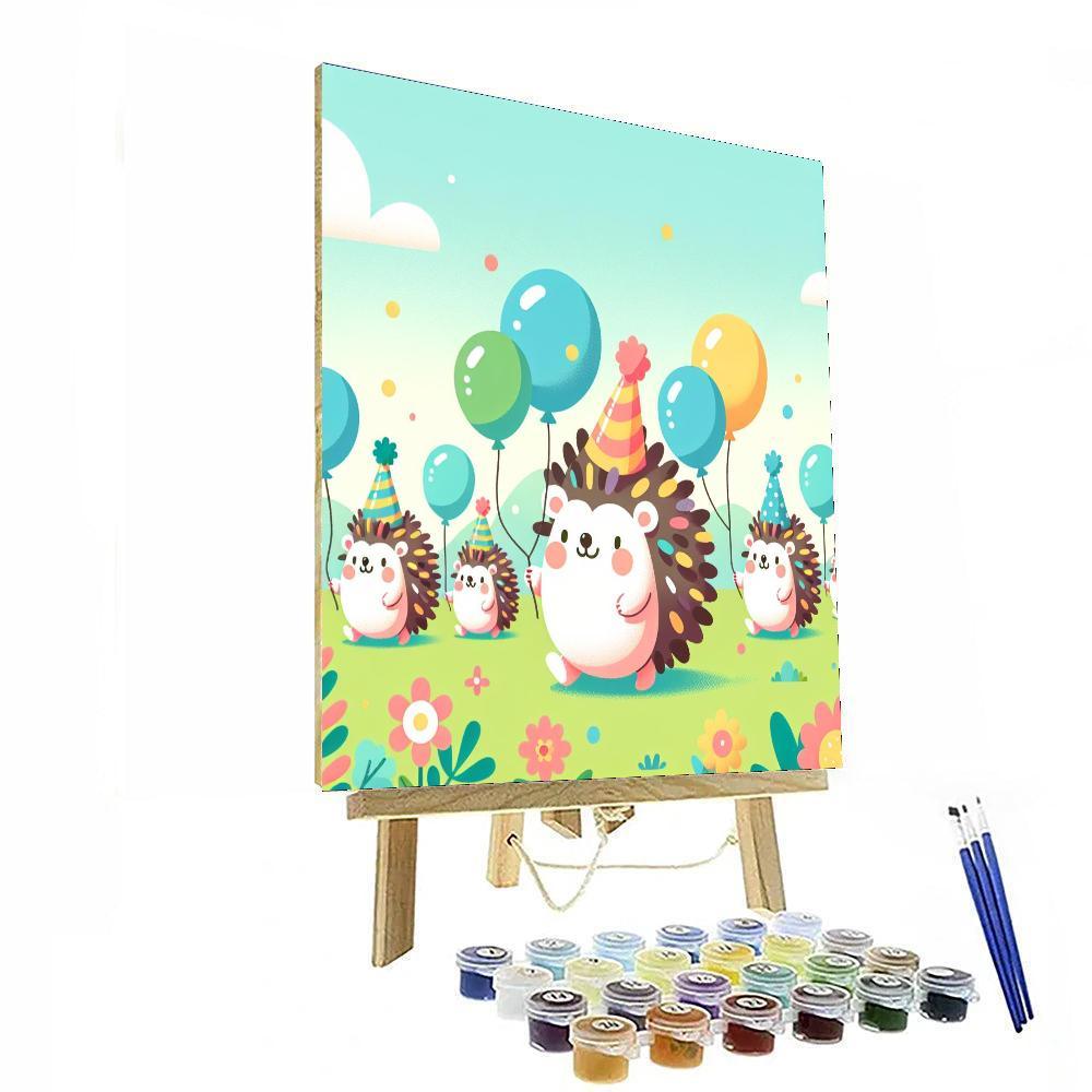 Happy Hedgehog Parade Paint By Numbers Art