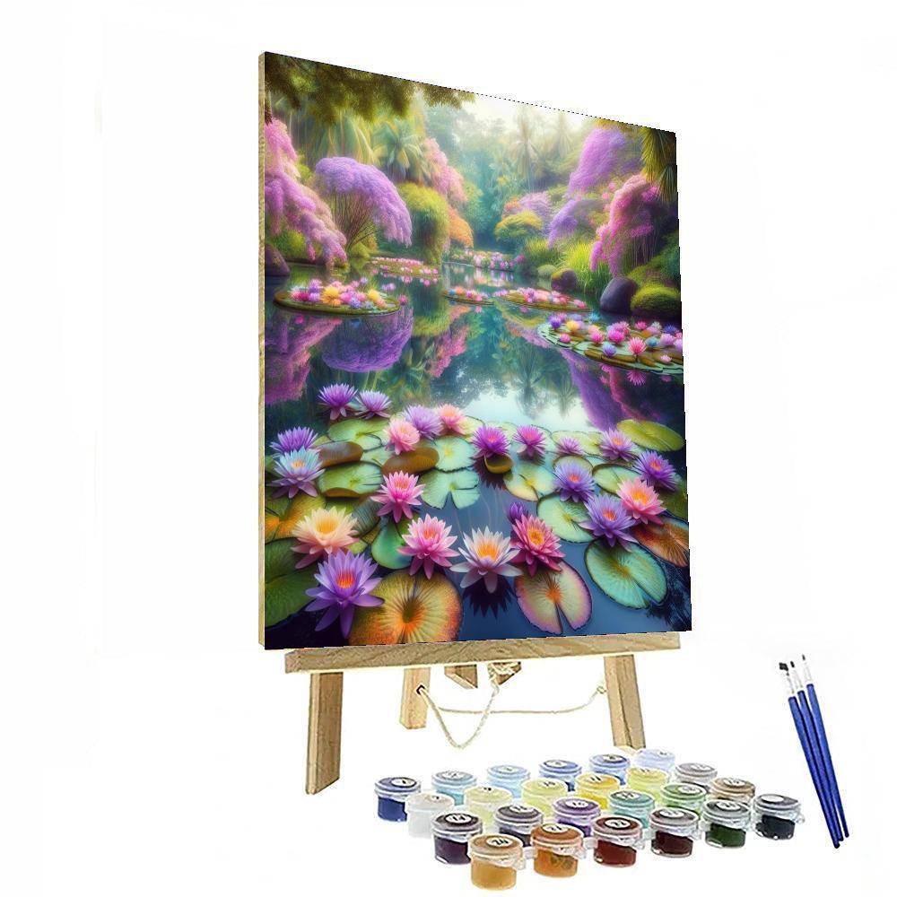 Serene Water Lily Pond Painting By Numbers Kit