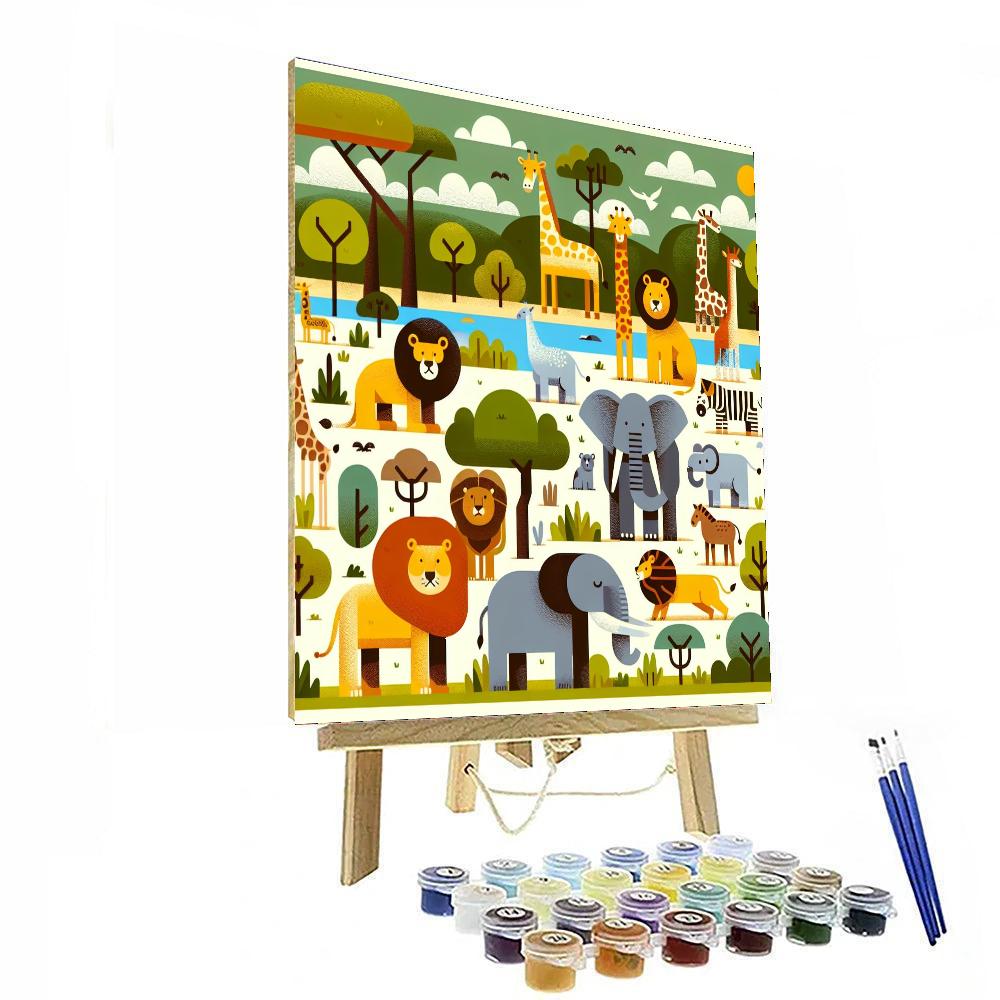 Zoo Animals Painting Number Kit