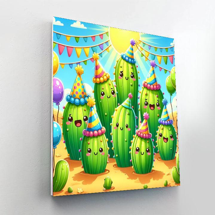 Cheerful Cactus Party Paint By Numbers Art