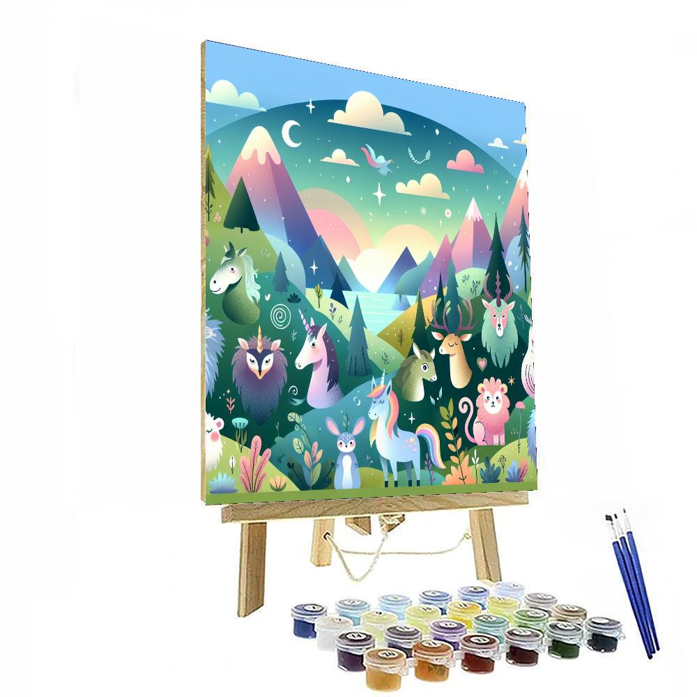 Magical Mountain Menagerie Paint By Numbers Art