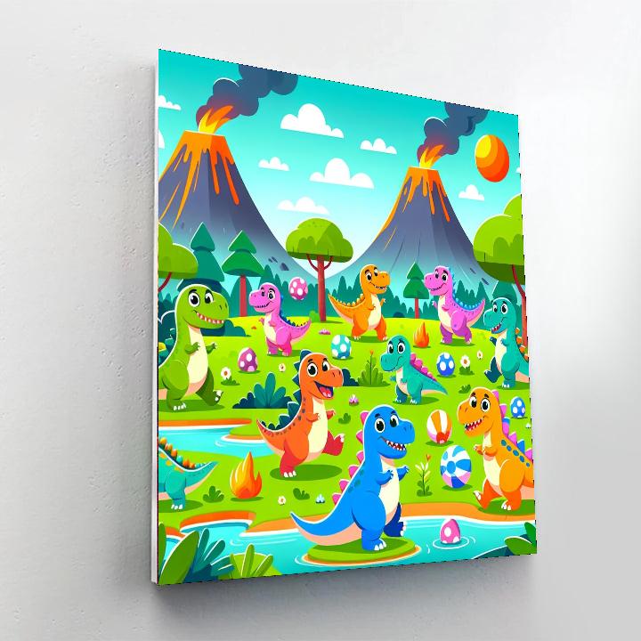 Brave Dinosaurs Paint By Numbers Art