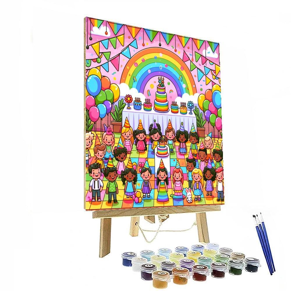 Rainbow Party Paint By Numbers Art