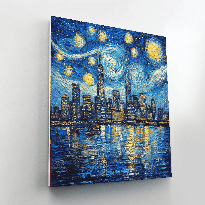 Vincent Van Gogh Inspired City Skylines Under Van Gogh Stars  Paint By Numbers