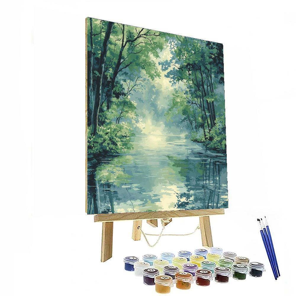 Utagawa Hiroshige Inspired Journey Through Misty Waters  Painting By Numbers Kit