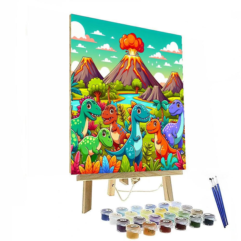 Dinosaurs Roaming Free Painting Number Kit