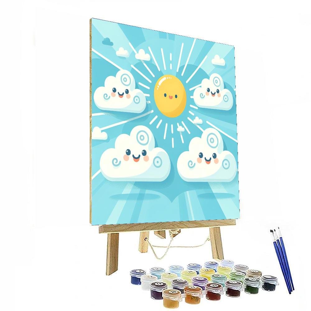 Curly Clouds Painting Number Kit