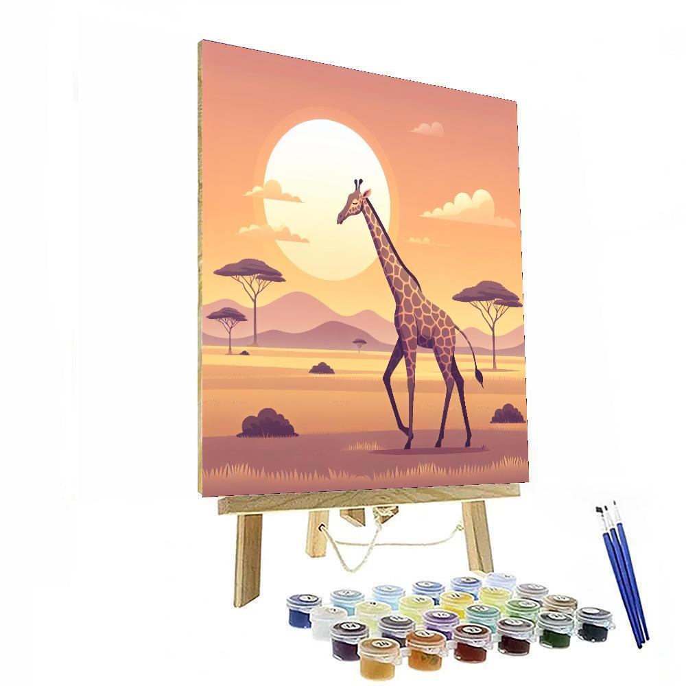 Giraffe's Sunset Stroll Numbered Painting Kits