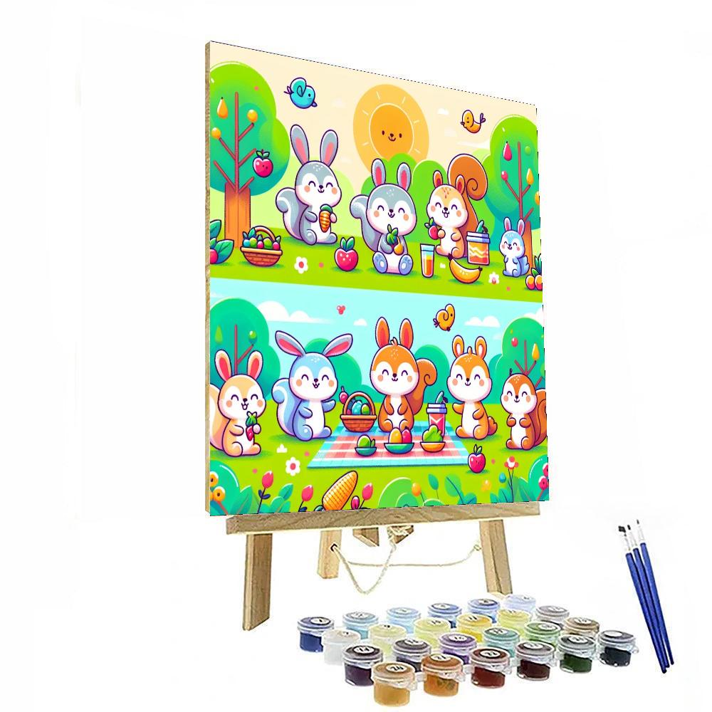 Playful Animal Picnic Paint By Numbers