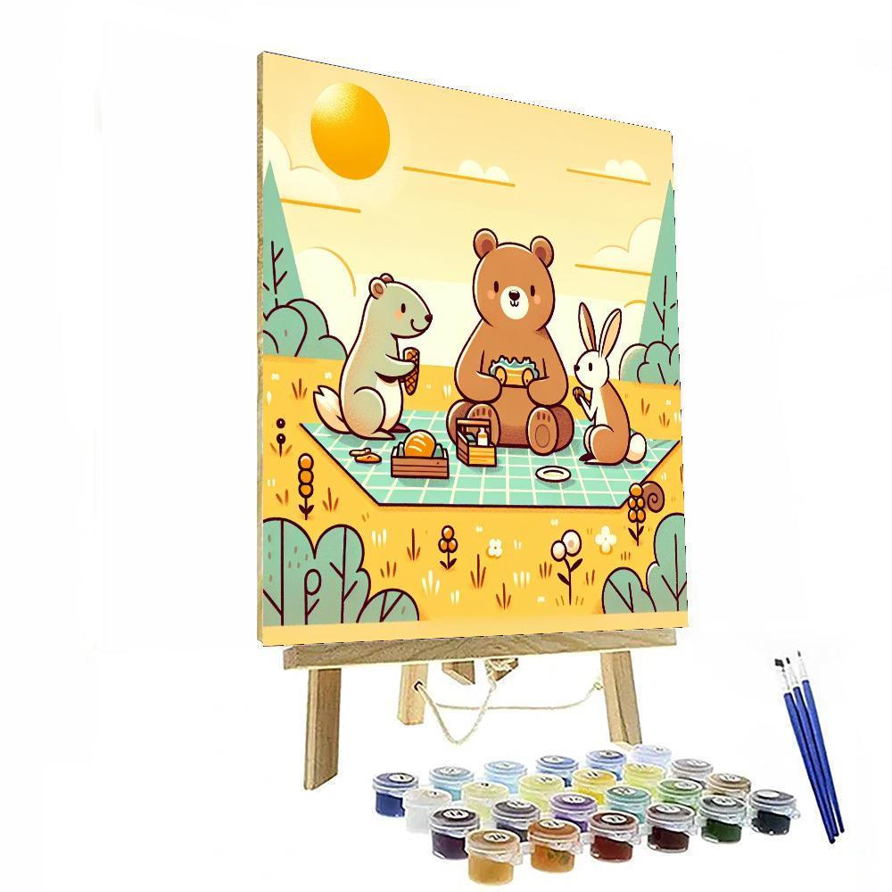 Furry Bear Picnic Paint By Numbers