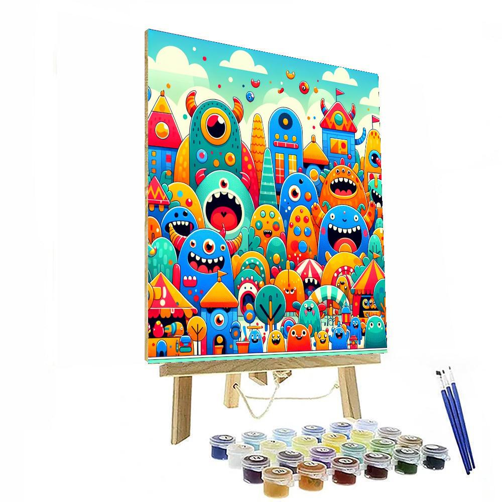 Whimsical Monster Town Paint By Numbers