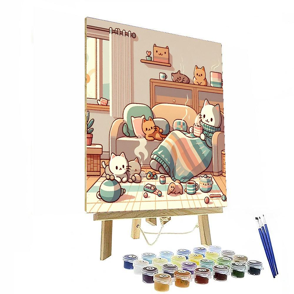 Friendly Feline Friends Painting Number Kit