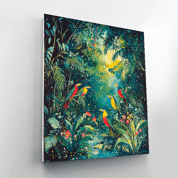 Henri Rousseau Inspired Tropical Bird Paradise  Painting By Numbers Kit