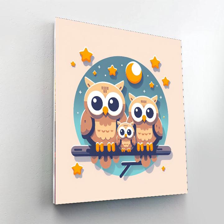 Friendly Owl Family Paint By Numbers Kits