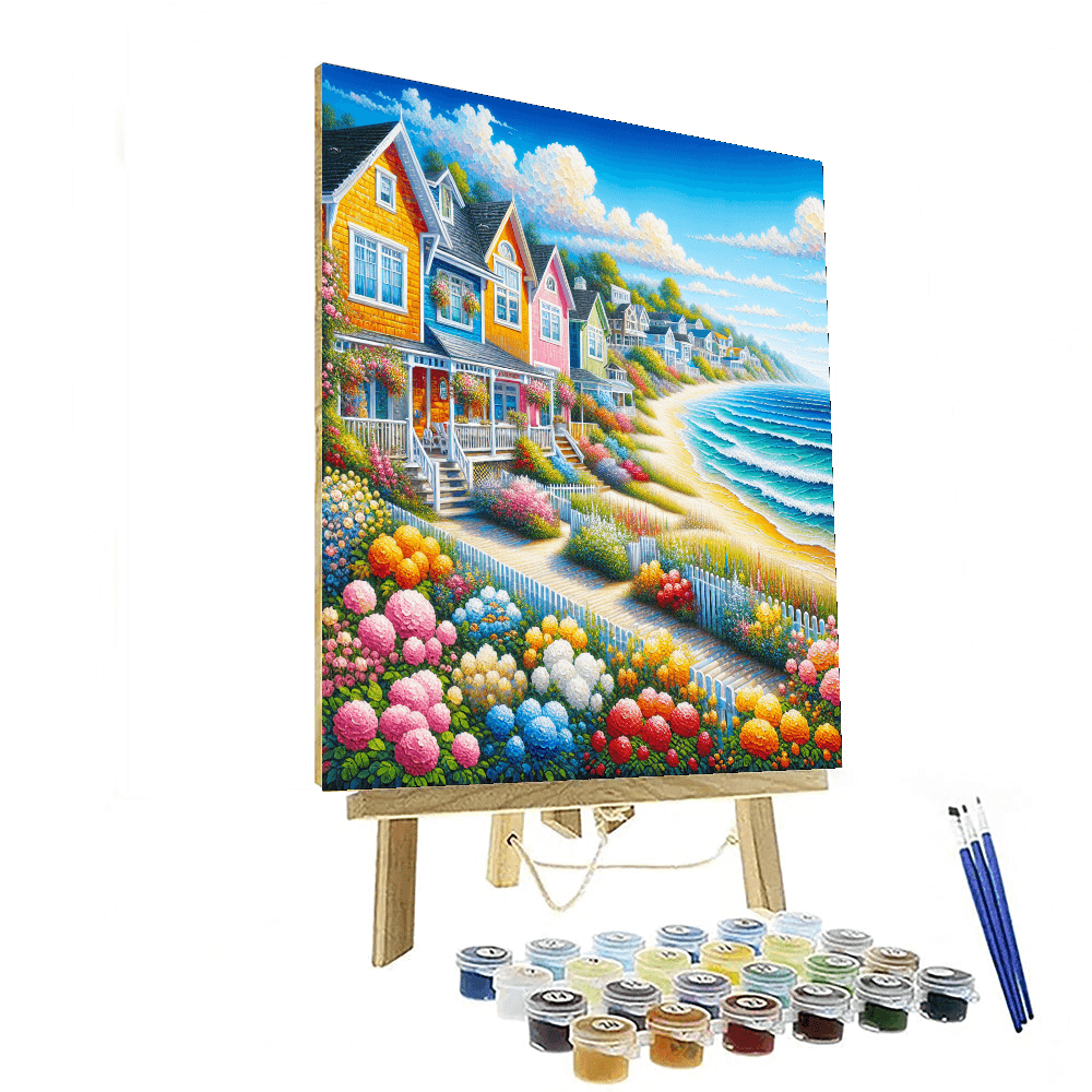 Charming Coastal Scene Number Painting