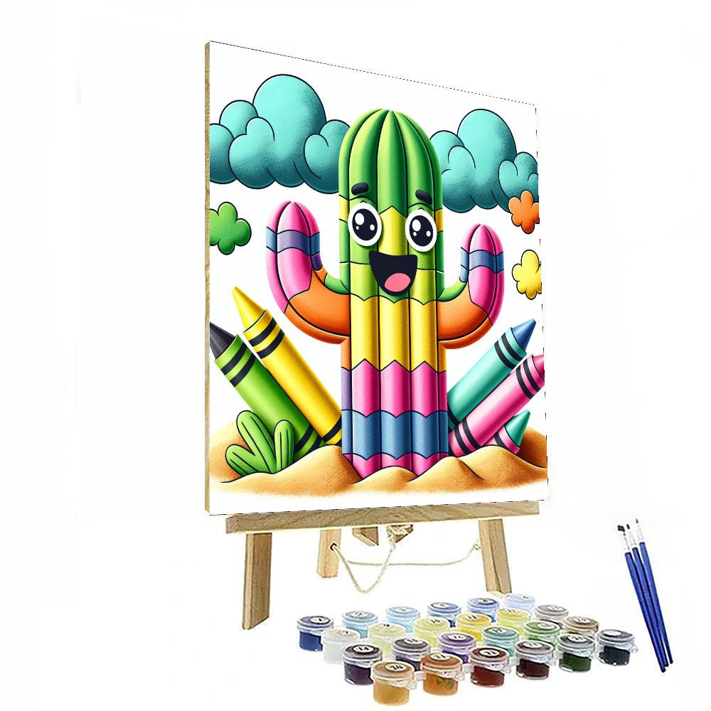 Creative Crayon Cactus Paint By Numbers Art