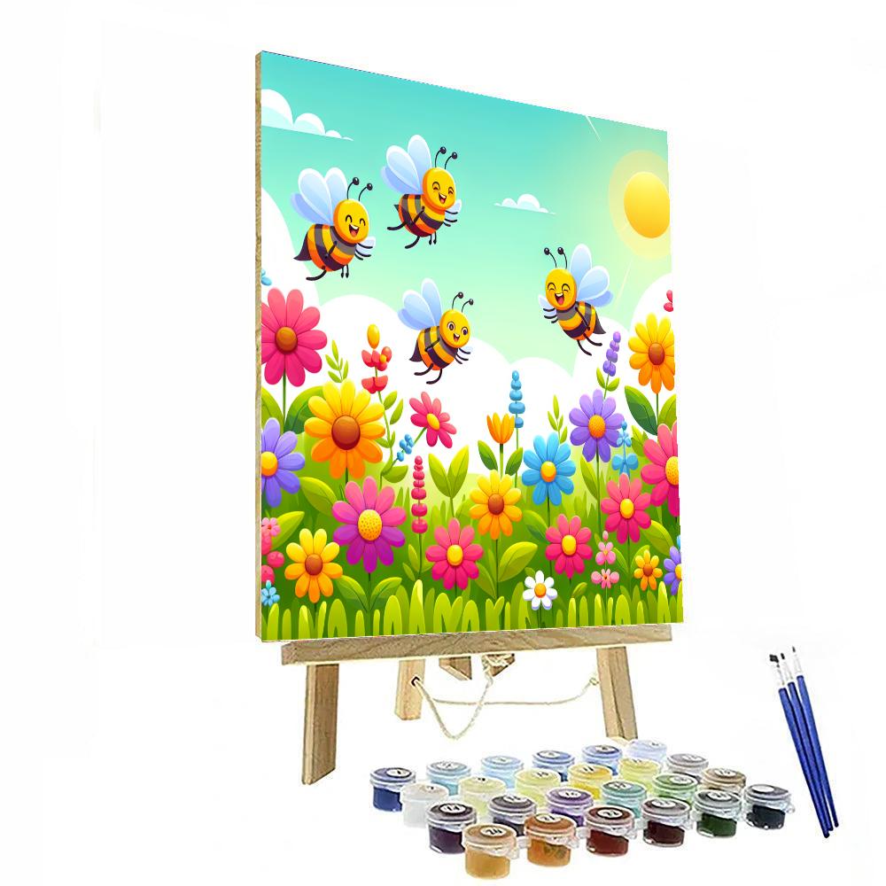Springtime Garden With Blooming Bees Paint By Numbers Kits
