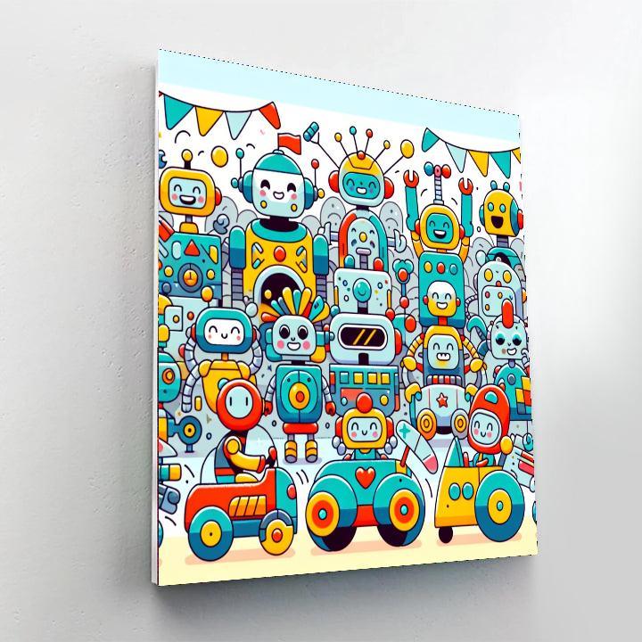 Energetic Robot Rally Paint By Number