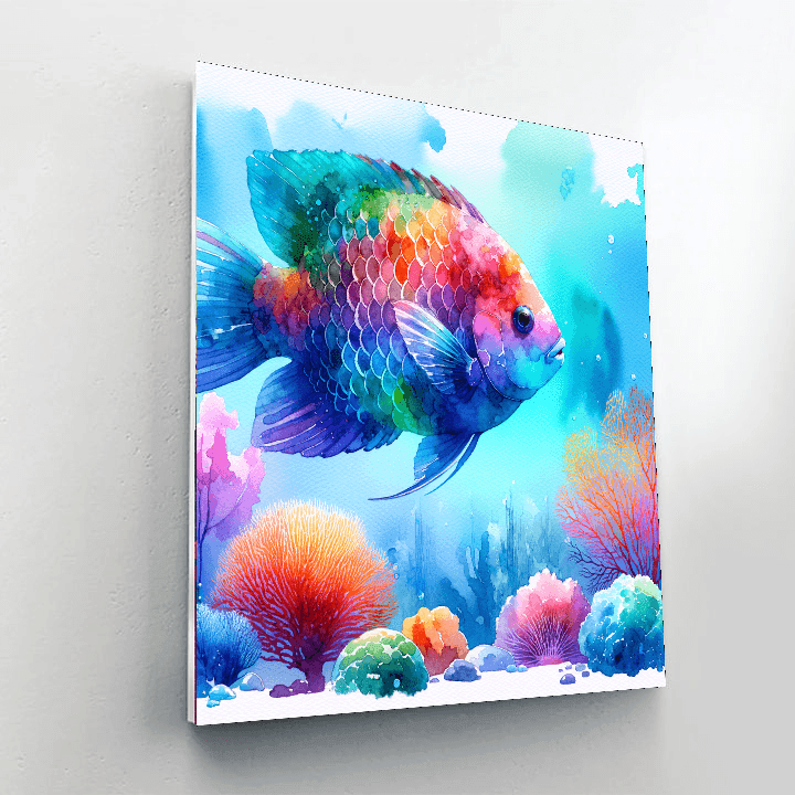 Glistening Rainbow Fish Paint By Numbers