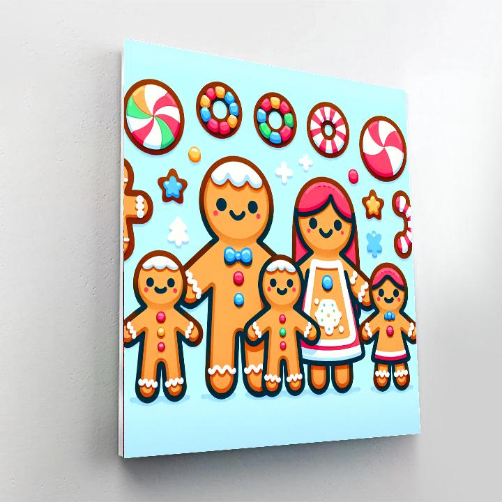 Jolly Gingerbread Family Number Painting