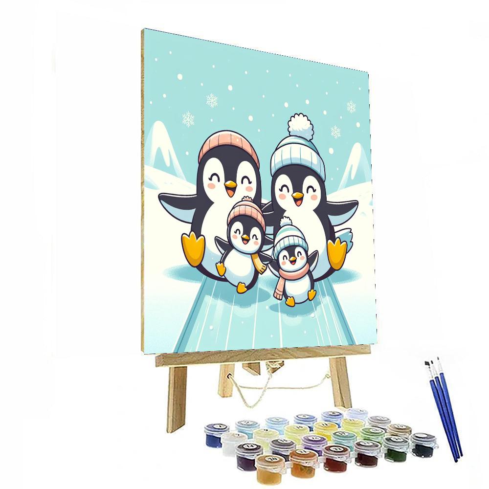 Cuddly Penguin Family DIY Paint By Numbers