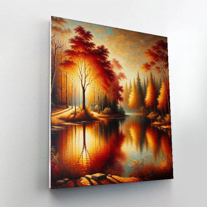 Lakeside Autumn Reflections Painting By Numbers Kit