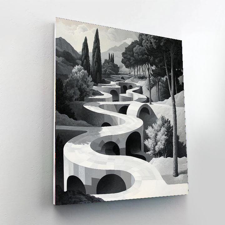 M.C. Escher Inspired Paradoxical Landscapes  Paint By Number