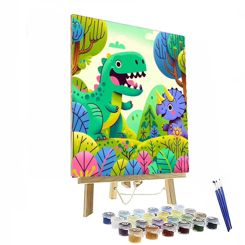Silly Dino Friends Paint By Numbers Art