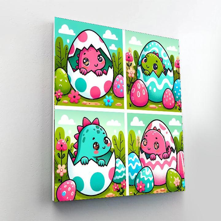 Curious Dinosaur Eggs Paint By Numbers Art