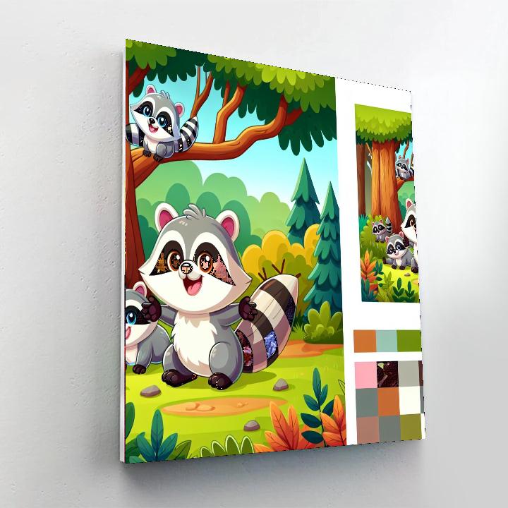 Roaming Raccoons Painting Number Kit
