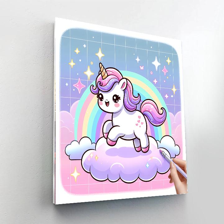 Adorable Baby Unicorn Number PaintingAdorable Baby Unicorn - DIY Painting By Numbers Kit - Image 2