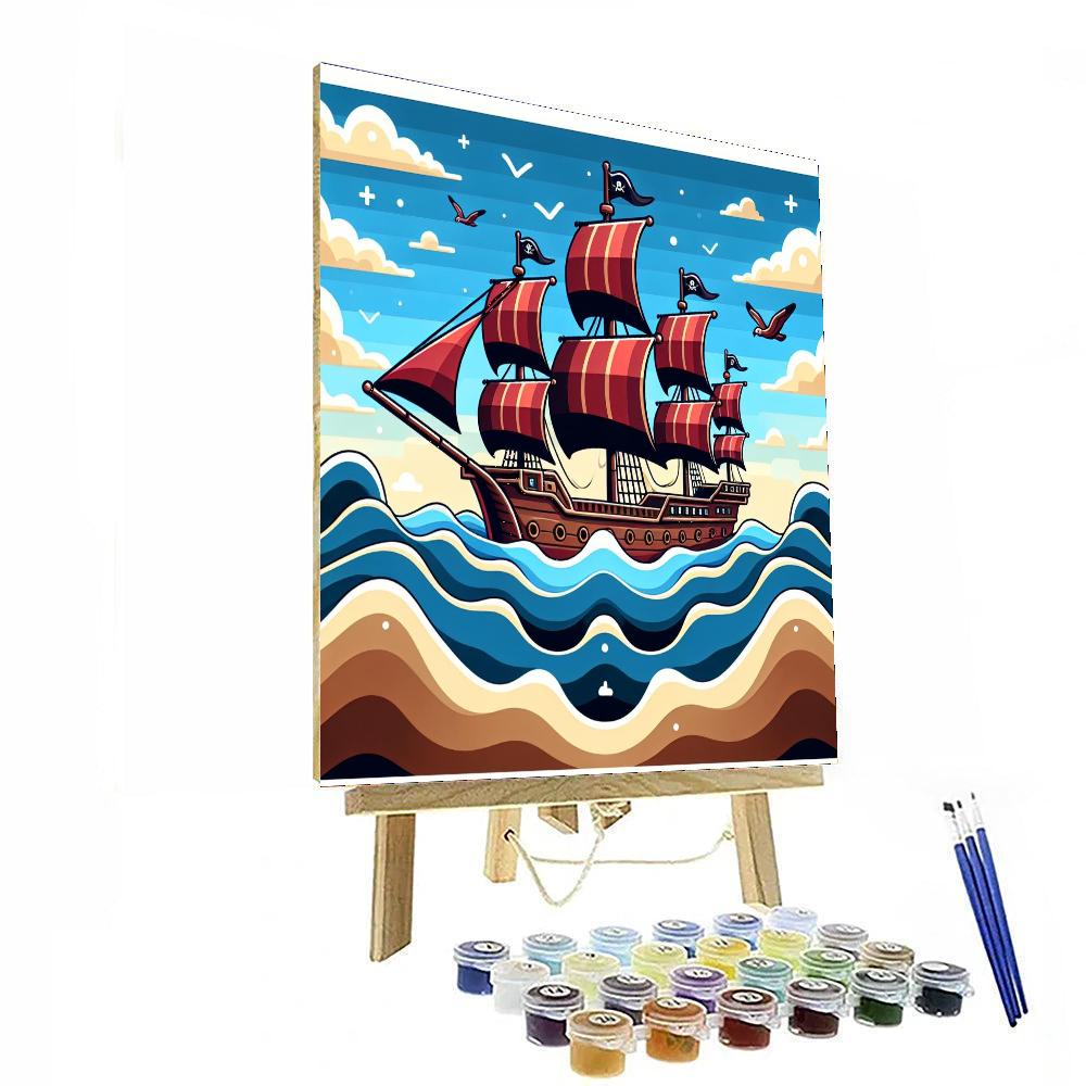 Sailing Pirate Ships DIY Paint By Numbers