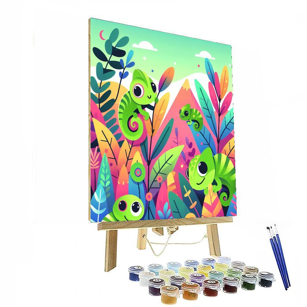 Cheerful Chameleon Chase Paint By Color