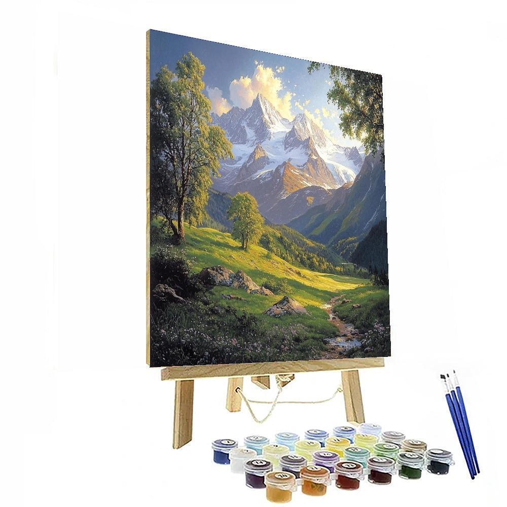 Albert Bierstadt Inspired Ethereal Snow-Capped Peaks  Paint By Numbers