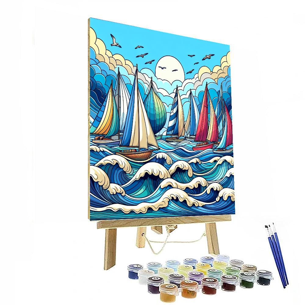 Sailboat Regatta Race Numbered Painting Kits