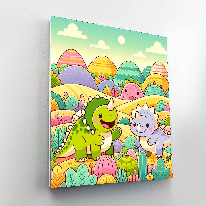 Joyful Dinosaurs In Playland DIY Paint By Numbers