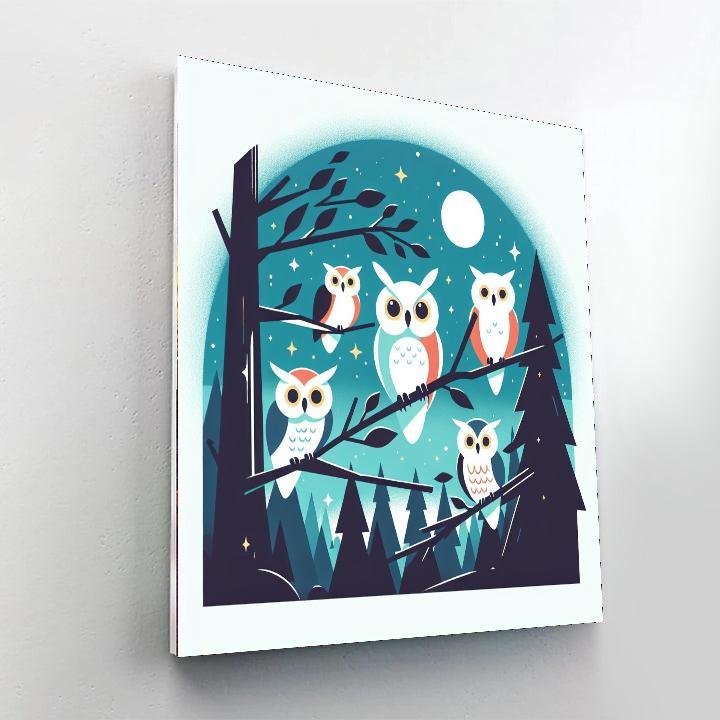 Whimsical Owl Forest Numbered Painting Kits